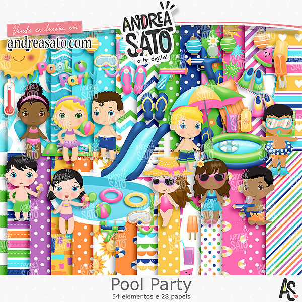 Kit digital - Festa Pool Party Menina